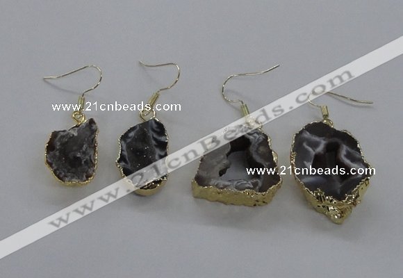 NGE146 15*20mm - 20*30mm freeform druzy agate gemstone earrings