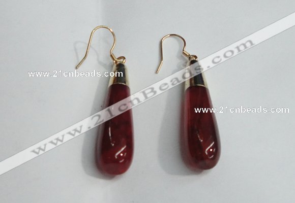 NGE15 10*40mm teardrop agate gemstone earrings wholesale