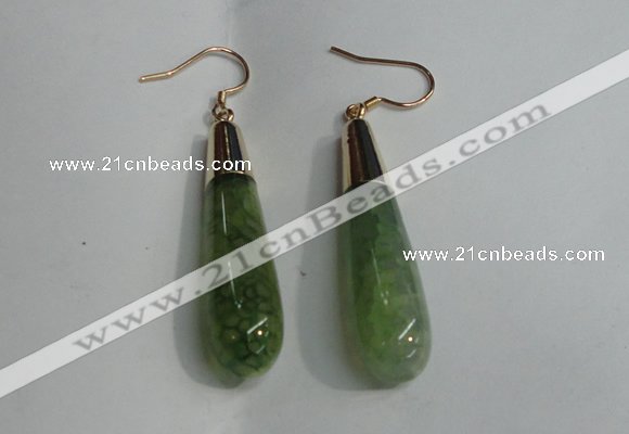 NGE16 10*40mm teardrop agate gemstone earrings wholesale