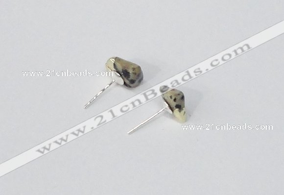 NGE162 4*6mm – 5*8mm freeform dalmatian jasper earrings