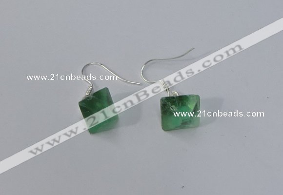 NGE176 8*10mm - 10*12mm faceted nuggets fluorite gemstone earrings