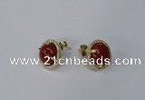 NGE178 10mm flat round agate gemstone earrings wholesale