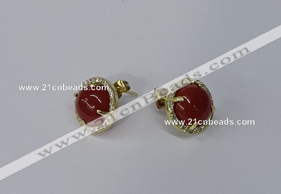 NGE178 10mm flat round agate gemstone earrings wholesale