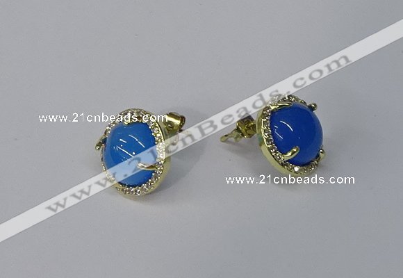 NGE179 10mm flat round agate gemstone earrings wholesale