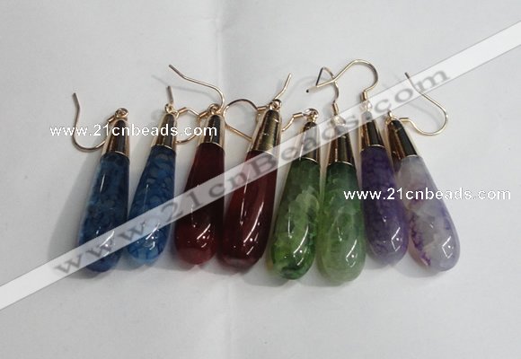 NGE18 10*40mm teardrop mixed agate gemstone earrings wholesale