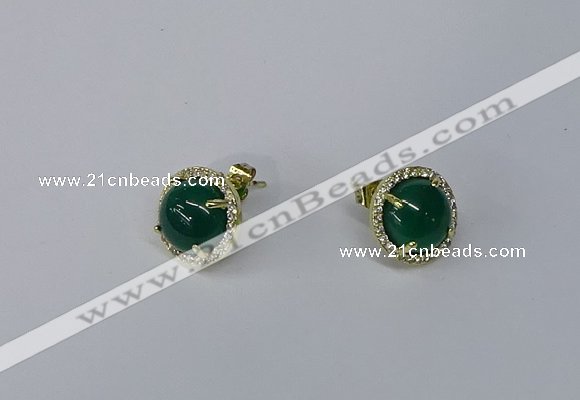 NGE180 10mm flat round agate gemstone earrings wholesale