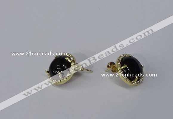 NGE186 12mm flat round agate gemstone earrings wholesale