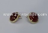 NGE188 15mm flat round agate gemstone earrings wholesale