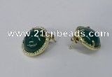 NGE190 15mm flat round agate gemstone earrings wholesale