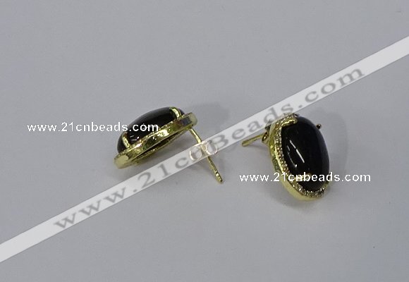 NGE198 10*14mm oval agate gemstone earrings wholesale