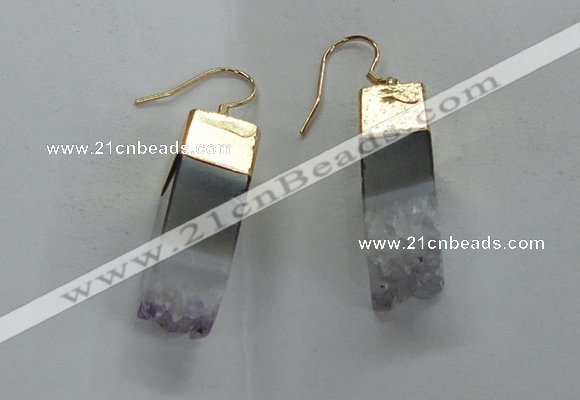 NGE20 10*25mm - 10*30mm freeform druzy amethyst earrings wholesale