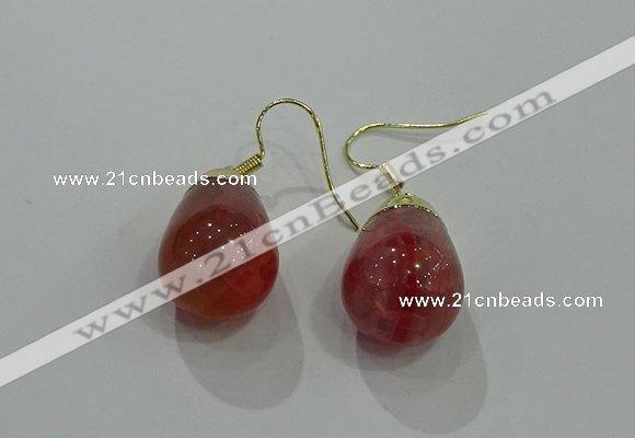 NGE236 15*20mm teardrop agate gemstone earrings wholesale