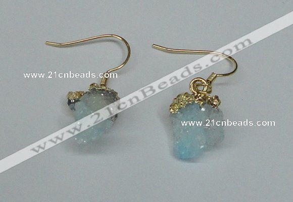 NGE24 10*14mm - 12*16mm nuggets druzy quartz earrings wholesale