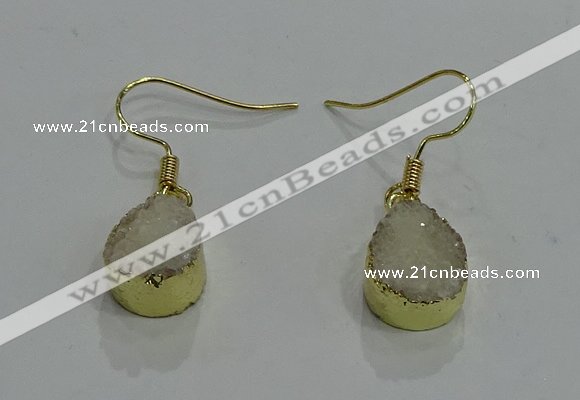 NGE242 10*12mm teardrop druzy agate gemstone earrings wholesale