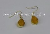 NGE243 10*12mm teardrop druzy agate gemstone earrings wholesale