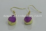 NGE244 10*12mm teardrop druzy agate gemstone earrings wholesale