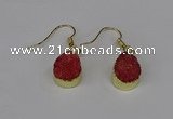 NGE245 10*12mm teardrop druzy agate gemstone earrings wholesale