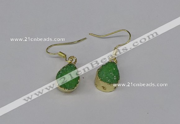 NGE247 10*12mm teardrop druzy agate gemstone earrings wholesale