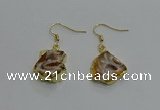 NGE258 13*18mm - 15*20mm freeform druzy agate earrings