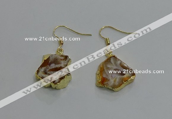 NGE258 13*18mm - 15*20mm freeform druzy agate earrings