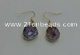 NGE259 13*18mm - 15*20mm freeform druzy agate earrings