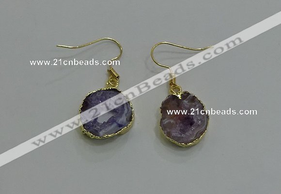 NGE259 13*18mm - 15*20mm freeform druzy agate earrings