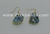 NGE261 13*18mm - 15*20mm freeform druzy agate earrings