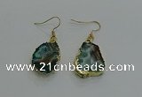 NGE262 13*18mm - 15*20mm freeform druzy agate earrings