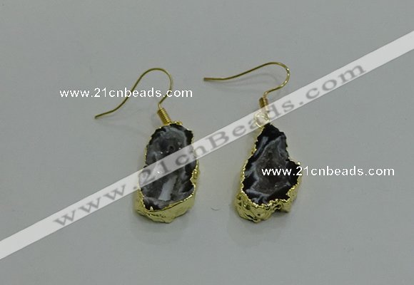 NGE263 13*18mm - 15*20mm freeform druzy agate earrings
