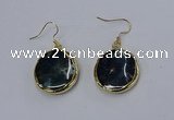 NGE275 25mm flat round agate gemstone earrings wholeasle