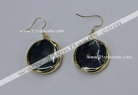 NGE275 25mm flat round agate gemstone earrings wholeasle