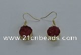 NGE279 15mm - 16mm coin druzy agate gemstone earrings wholeasle