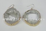 NGE28 30*35mm - 35*40mm freeform plated druzy agate earrings