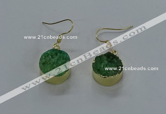 NGE280 15mm - 16mm coin druzy agate gemstone earrings wholeasle