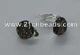 NGE286 15mm - 16mm coin plated druzy agate earrings wholeasle