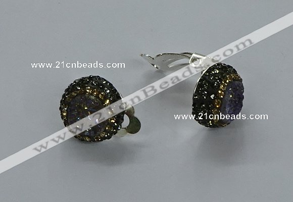 NGE286 15mm - 16mm coin plated druzy agate earrings wholeasle