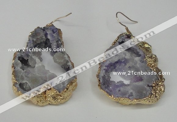 NGE29 30*35mm - 35*40mm freeform plated druzy agate earrings