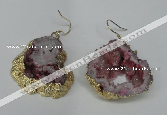 NGE30 30*35mm - 35*40mm freeform plated druzy agate earrings