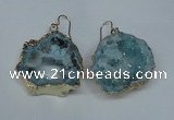 NGE31 30*35mm - 35*40mm freeform plated druzy agate earrings