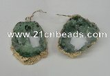 NGE32 30*35mm - 35*40mm freeform plated druzy agate earrings