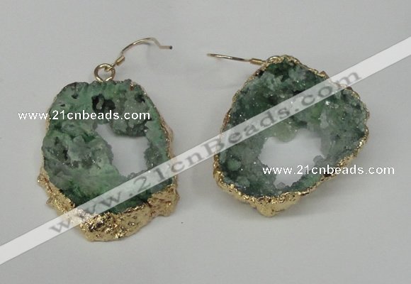 NGE32 30*35mm - 35*40mm freeform plated druzy agate earrings