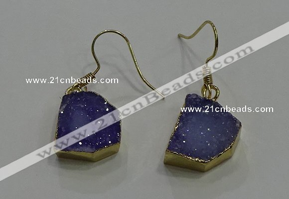 NGE322 10*14mm - 12*16mm freeform druzy agate gemstone earrings