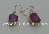 NGE323 10*14mm - 12*16mm freeform druzy agate gemstone earrings