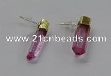 NGE328 5*18mm - 6*22mm sticks dyed white crystal earrings wholesale