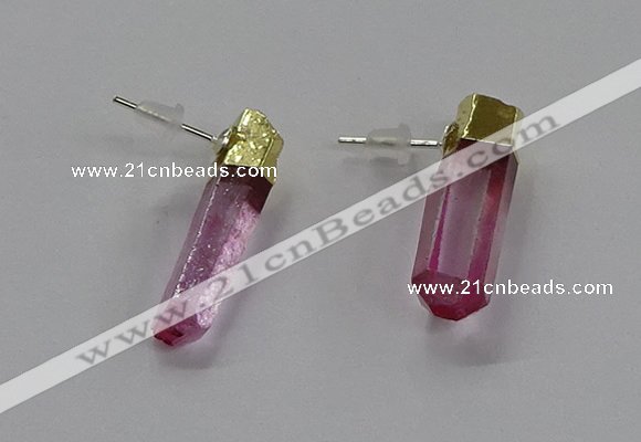 NGE328 5*18mm - 6*22mm sticks dyed white crystal earrings wholesale