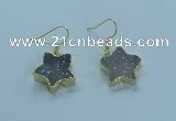 NGE345 14mm - 16mm star druzy agate earrings wholesale