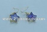 NGE347 14mm - 16mm star druzy agate earrings wholesale