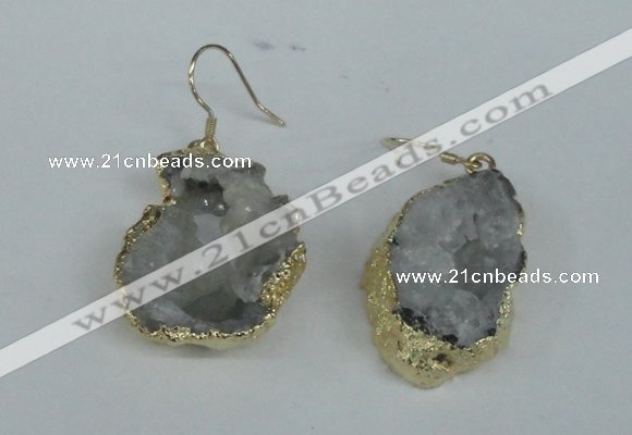 NGE35 20*25mm - 25*30mm freeform plated druzy agate earrings