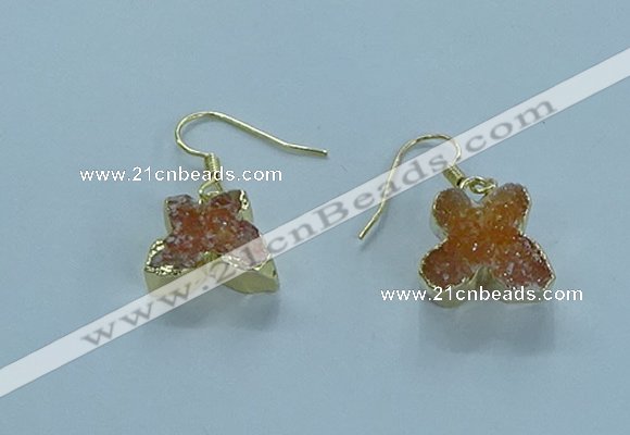 NGE354 10*14mm - 12*16mm butterfly druzy agate earrings wholesale