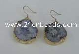 NGE36 20*25mm - 25*30mm freeform plated druzy agate earrings